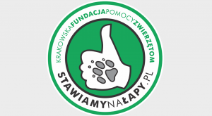 Na obrazku jest logo Krakowskiej Fundacji Pomocy Zwierzętom